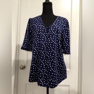 Blue and white polka dot shirt